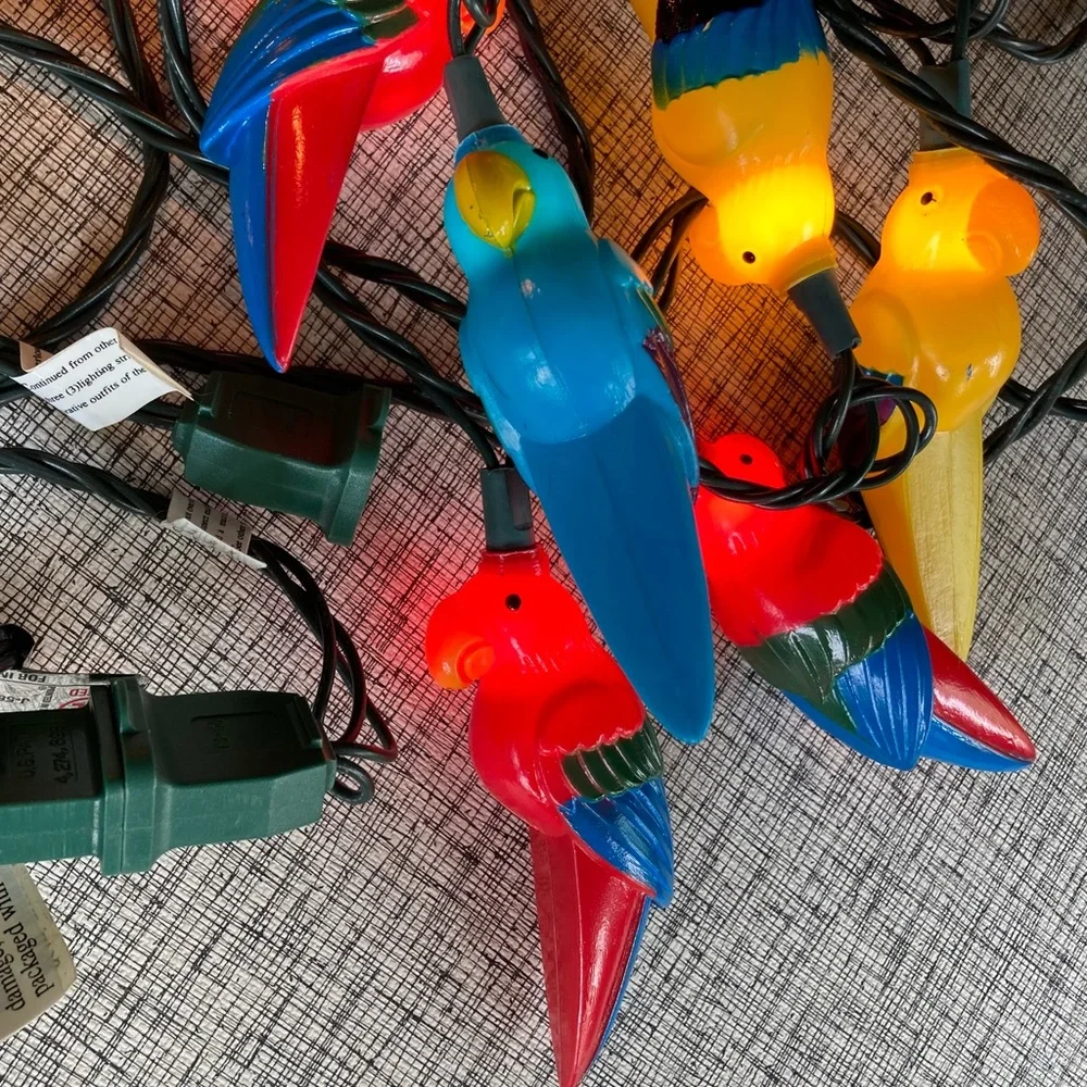 VINTAGE BIRDS PARROTS 2 STRINGS LIGHTS RV CAMPER PATIO 20 BIRDS WORK BLOW MOLD